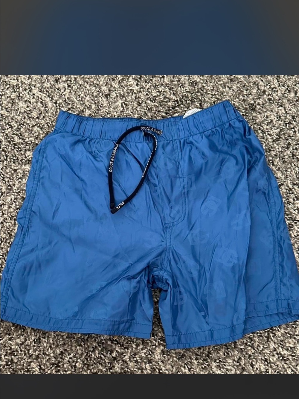 Dolce & Gabbana Royal Blue Logo-Embossed Swim Trunks